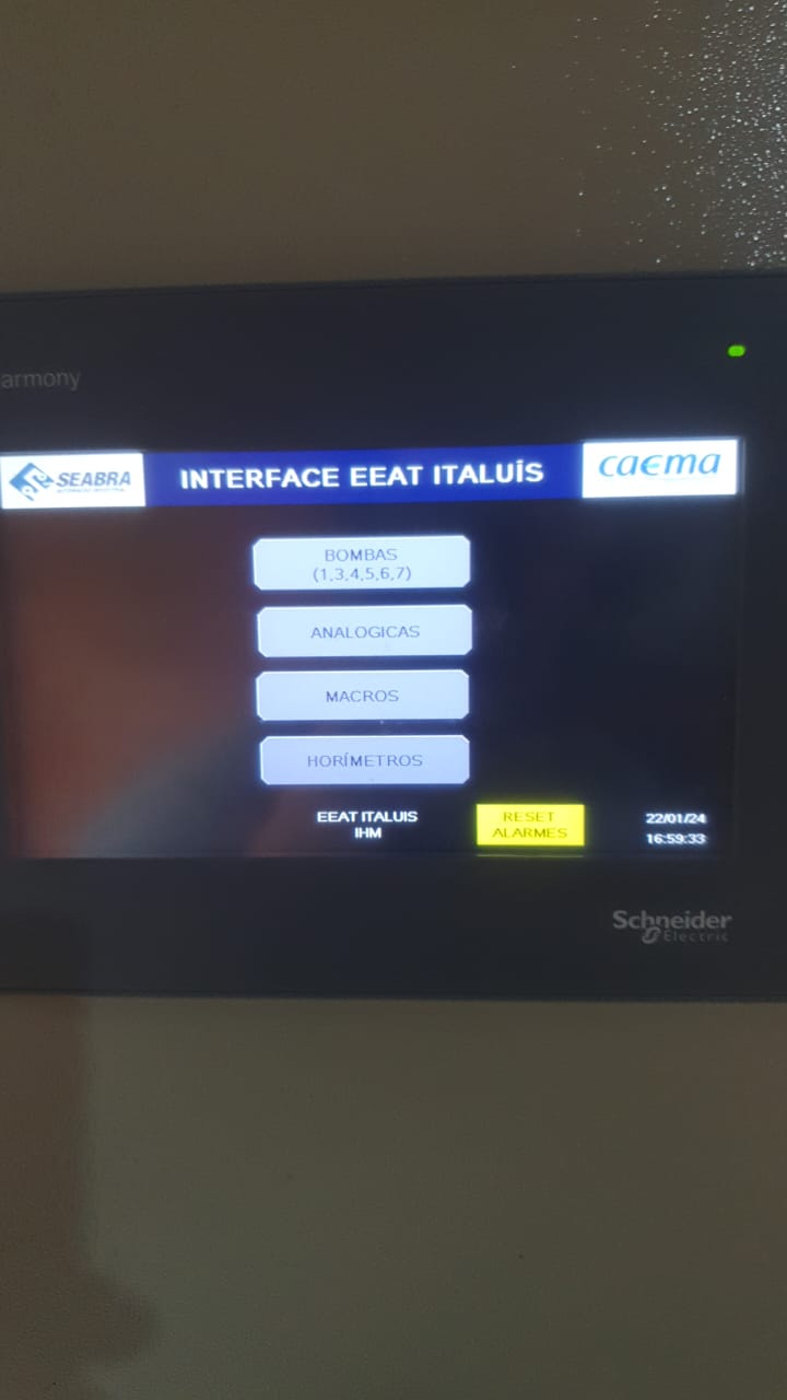 CAEMA — Telemetria e telecomando de água e esgoto 14 IHM Schneider verificada durante manutenção da telemetria da CAEMA