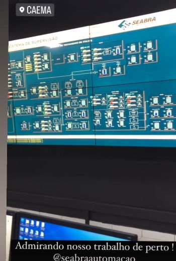 CAEMA — Telemetria e telecomando de água e esgoto 3 Sistema supervisório da CAEMA exibido no videowall do Centro de Controle Operacional