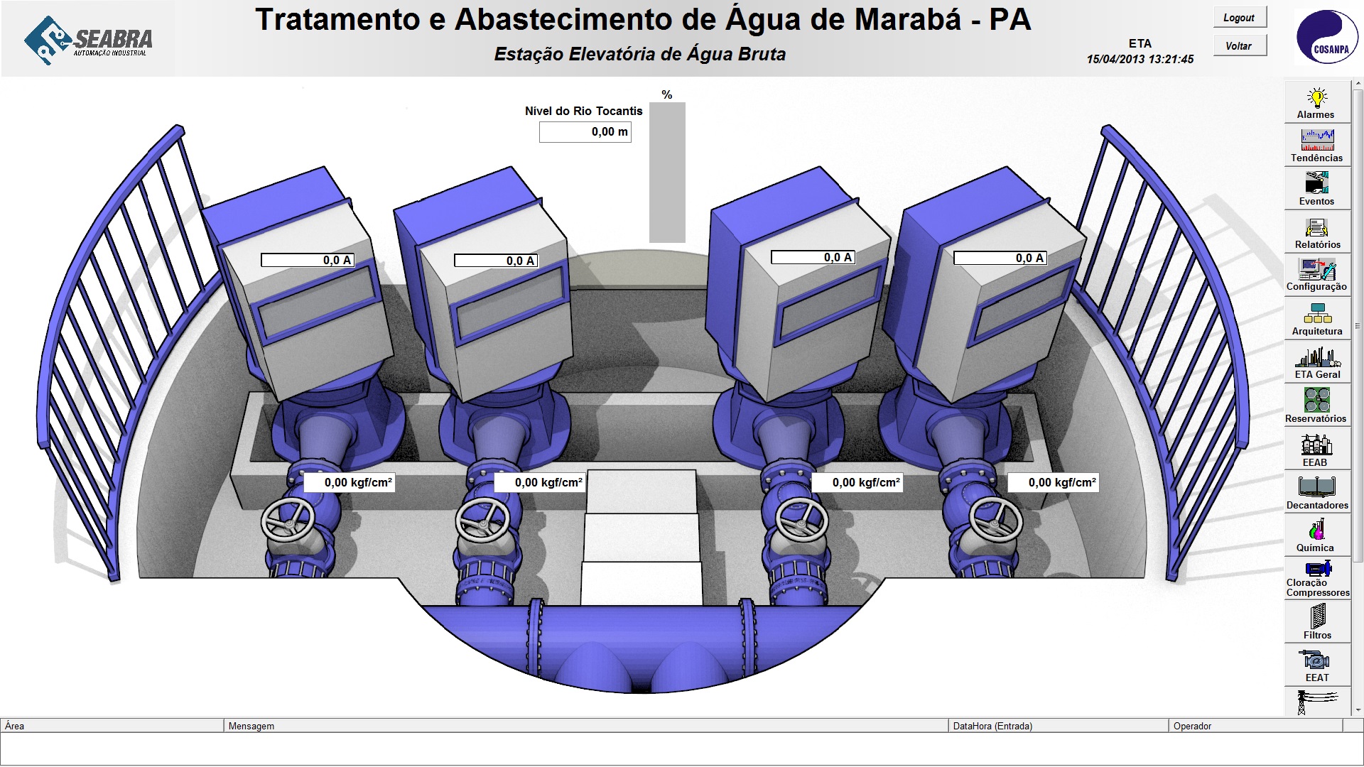 CMT Engenharia — Água e esgoto de Marabá 4 Tela de captação e estação elevatória de água bruta de Marabá