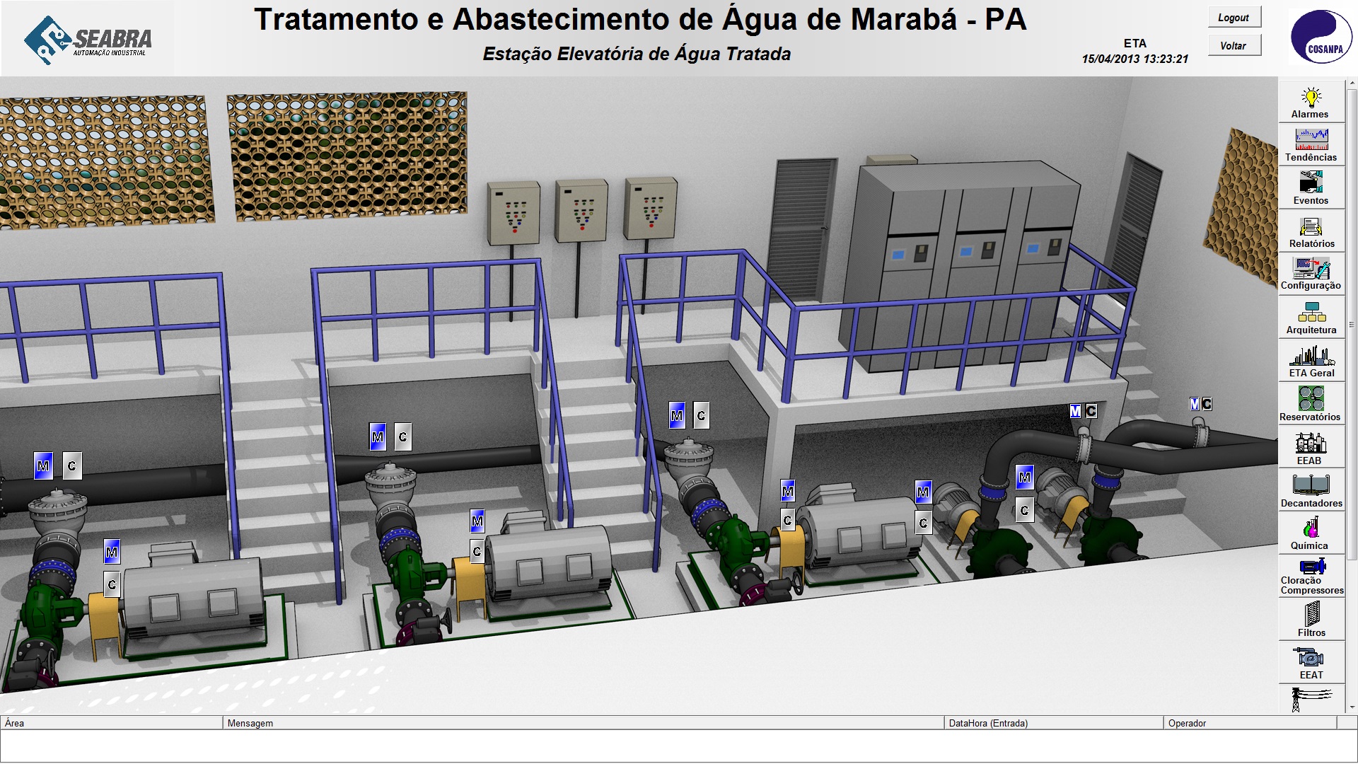 CMT Engenharia — Água e esgoto de Marabá 3 Tela da estação elevatória de água tratada de Marabá