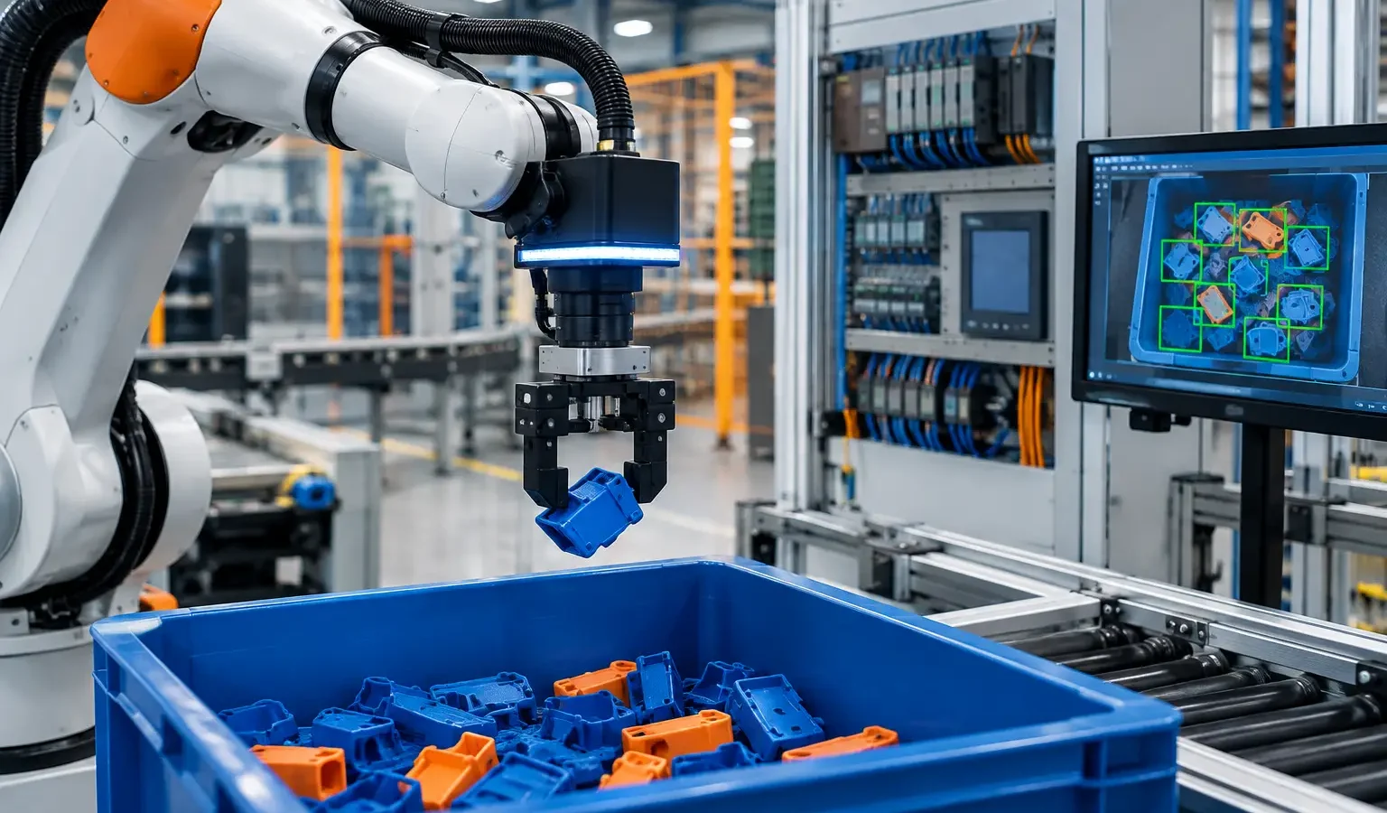 Bin picking com inteligência artificial na indústria
