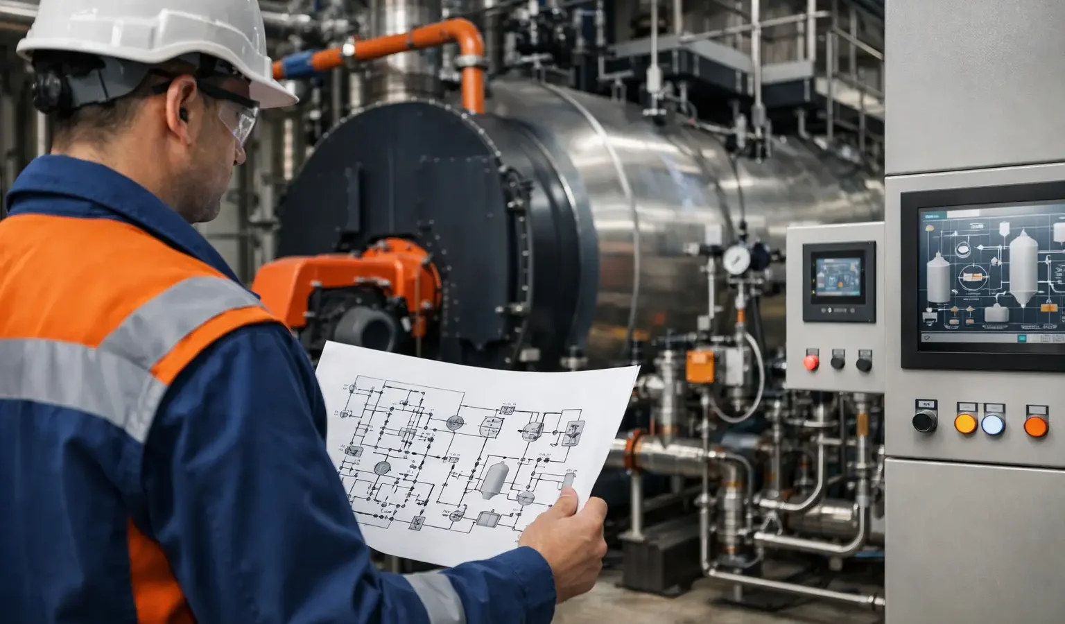 Diagrama P&ID de caldeira industrial na prática